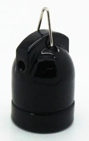 05740 - ES Gloss Black Porcelain Festoon Pendant Lampholder