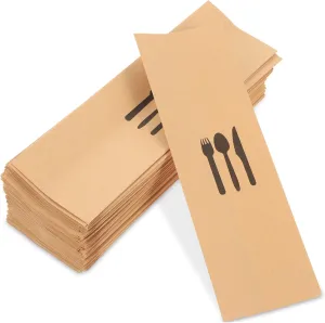 100pcs Kraft Paper Cutlery Holder Silverware Holder for Parties Weddings and Banquets Safe and Sanitary Utensil Covers Dining Table Decor and Tableware Bags