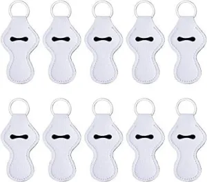 10x Blank Chapstick Sleeve Key Holder, White Sublimation Ready Chapstick Holders, Sublimation Key Ring, Neoprene Sublimation Lip Balm Holder