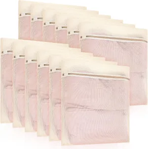 12 Pcs Large Organic Cotton Mesh Laundry Bags Breathable Mesh Machine Washing Bag for Delicates Lingerie Garments Pants Shoes Travel Storage(19.7 x 23.6 Inch)