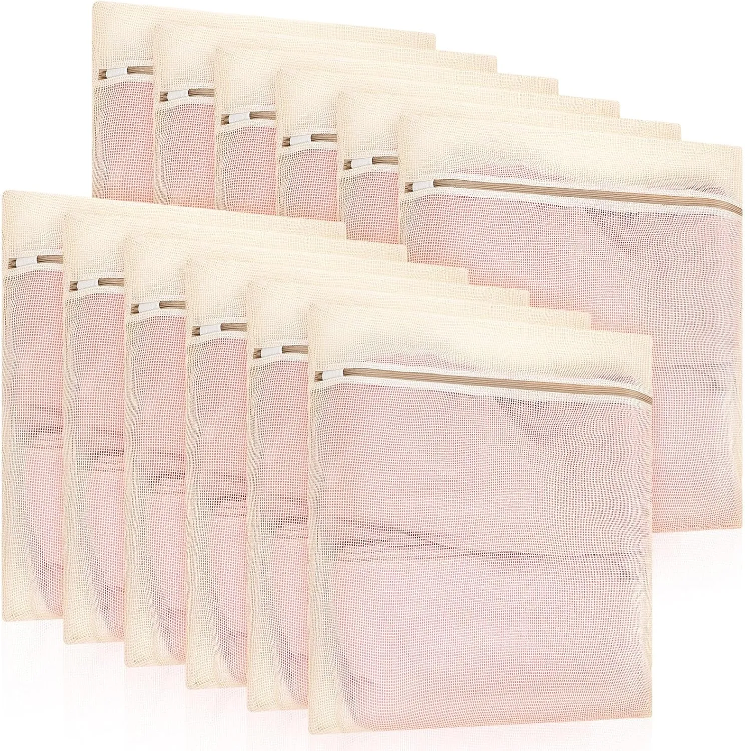 12 Pcs Large Organic Cotton Mesh Laundry Bags Breathable Mesh Machine Washing Bag for Delicates Lingerie Garments Pants Shoes Travel Storage(19.7 x 23.6 Inch)