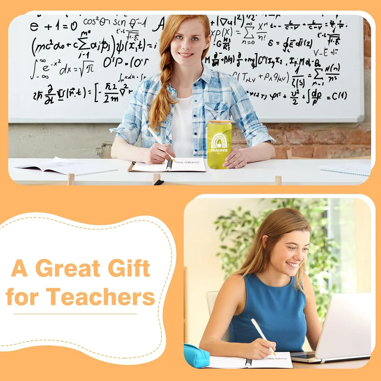 12 Pcs Teacher Appreciation Gifts Bulk - Best Teacher Gift, Thank You You For Appreciation Week Birthday & Back To School, Thank You Gifts for Women 16 oz Coffee Drinking Jars