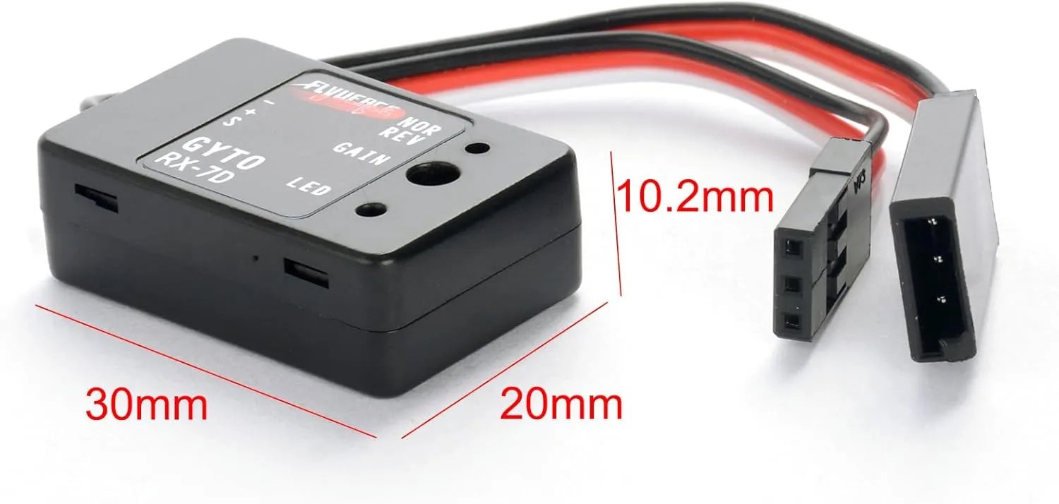 1Pcs Mini Gyro Stabilizer for RC Car & Boat, 4.8-7.4V Gyroscope Stability Control Drift Module, Compatible with 1/10 1/12 Crawler, RX-7D, Digital/Analog Servo