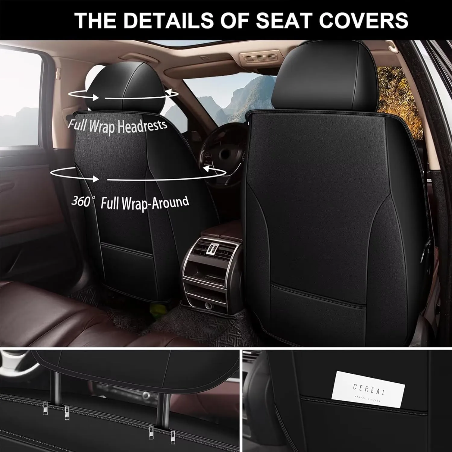 2 Front Seat Covers for Ford Transit Connect 2010-2024 2025 2024 2025: Waterproof Leather Car Seat Cover Compatible with Airbag (2 Front Set, Black & Beige)