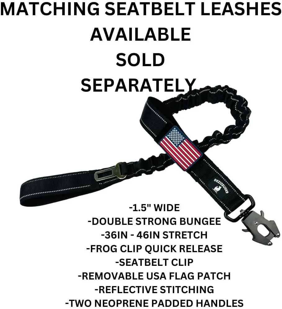 2-Inch Wide Tactical Dog Collar with Control Handle, Adjustable for Medium & Large Dogs, Military Style with Heavy-Duty Metal Buckle, USA Flag Patch & Customizable Name Plate, Training & Everyday Use