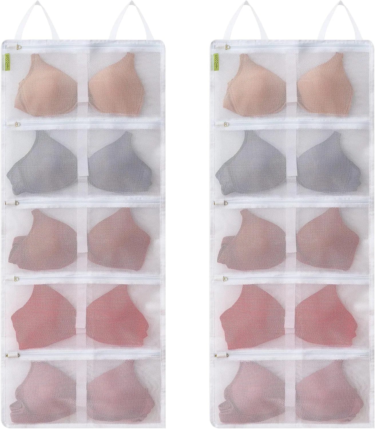 2-Pack Bra Washing Bags, Lingerie Laundry Protector for Delicates, Holds 10 A-C Cup Bras, Zippered Mesh Underwear Wash Bags for Machine, Travel Storage