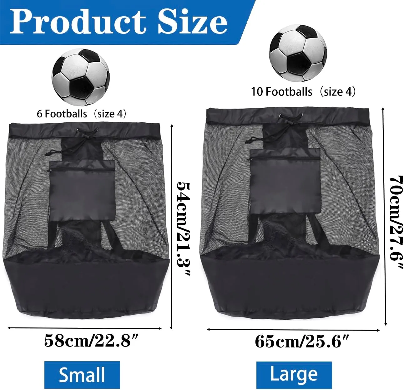 2 Pack Heavy Duty Soccer Ball Bag,Volleyball Ball Bag with Adjustable Strap,soccer Ball Bags for Coaches, Mesh Ball Bag for Holding Basketball, Volleyball, Baseball, Swimming Gear