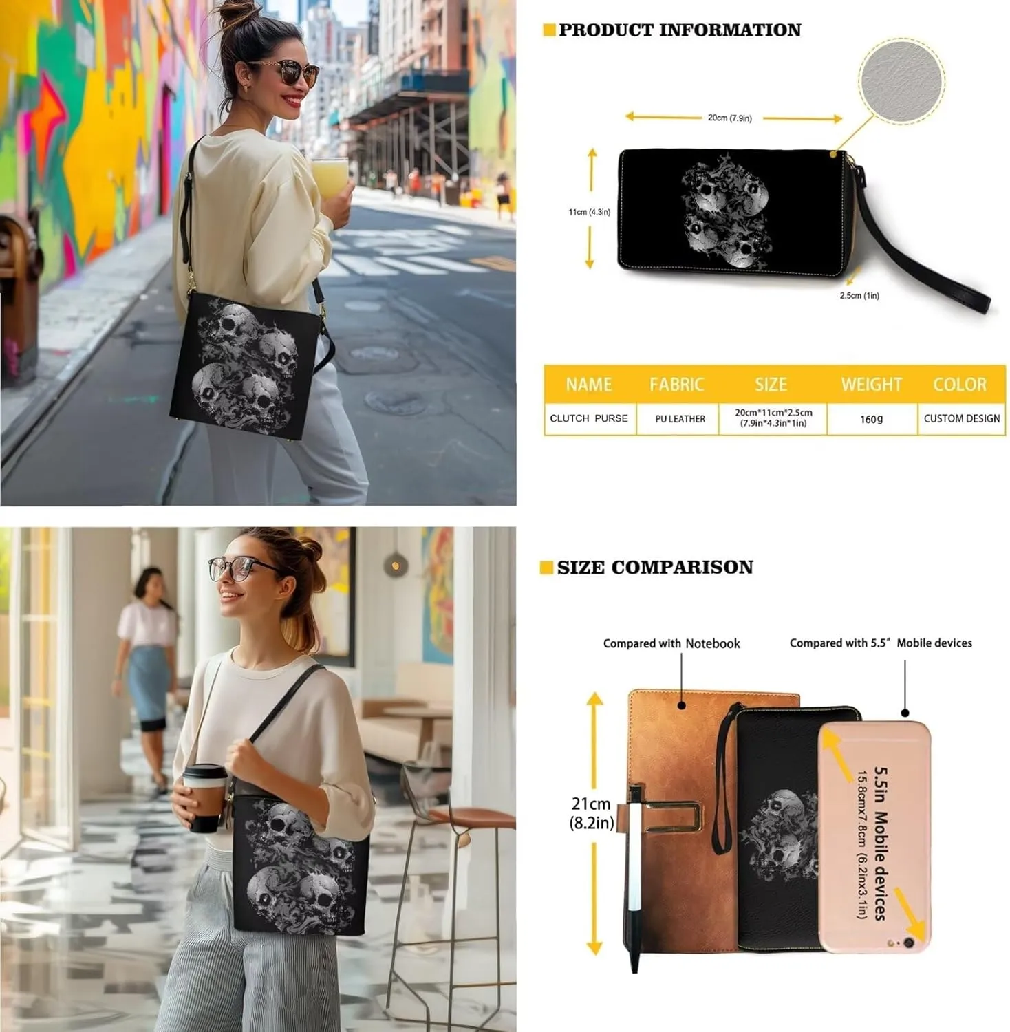 2 Pcs Leather Bucket Handbag Set Large Crossbody Hobo Bag Bucket Tote Bag with Leather Wallet with Adjustable Strap