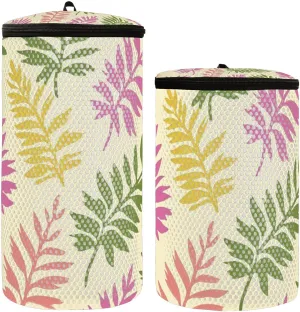 2 Pcs(S   M Size) Mesh Cylinder Laundry Bags Color Plant Polyester Reusable Machine Washable Mesh Bags, Dirty Bag for Home Travel