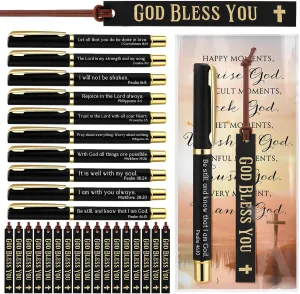 20 Set Father's Day Church Gifts Bulk Included Bible Verse Pens God Bless You Bookmarks Christian Religious Cards with Bags for Men Birthday Sunday School Gift (Black)