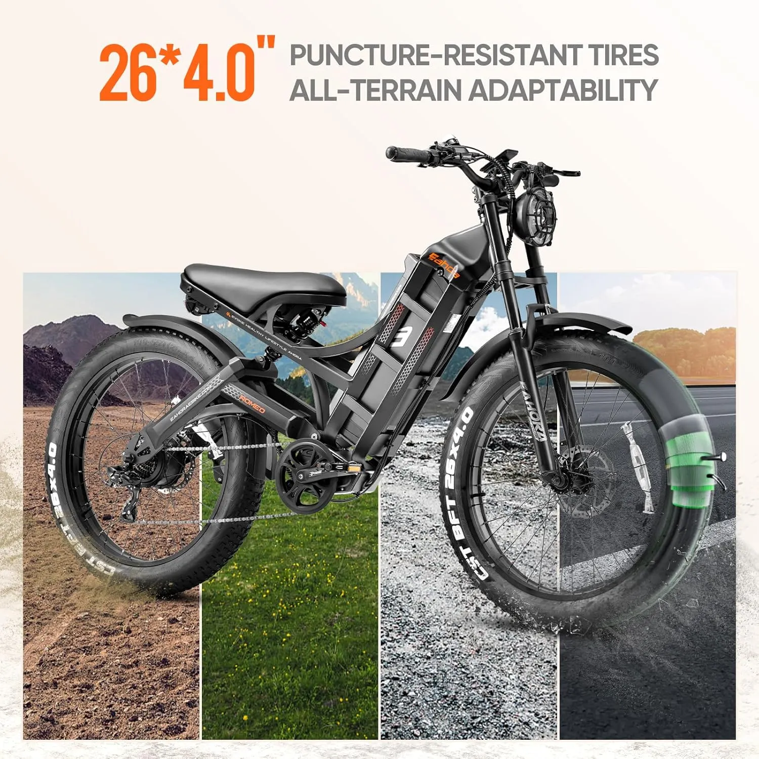 2025 Romeo Pro 3/ Pro 2 5000W/ 4000W 46-50MPH Dual Motor Electric Bike for Adults, 80/70Ah/200  Miles Long Range Electric Bike, 26'' Puncture-Proof Tire, 7-Speed Pedal Assist UL Certificate