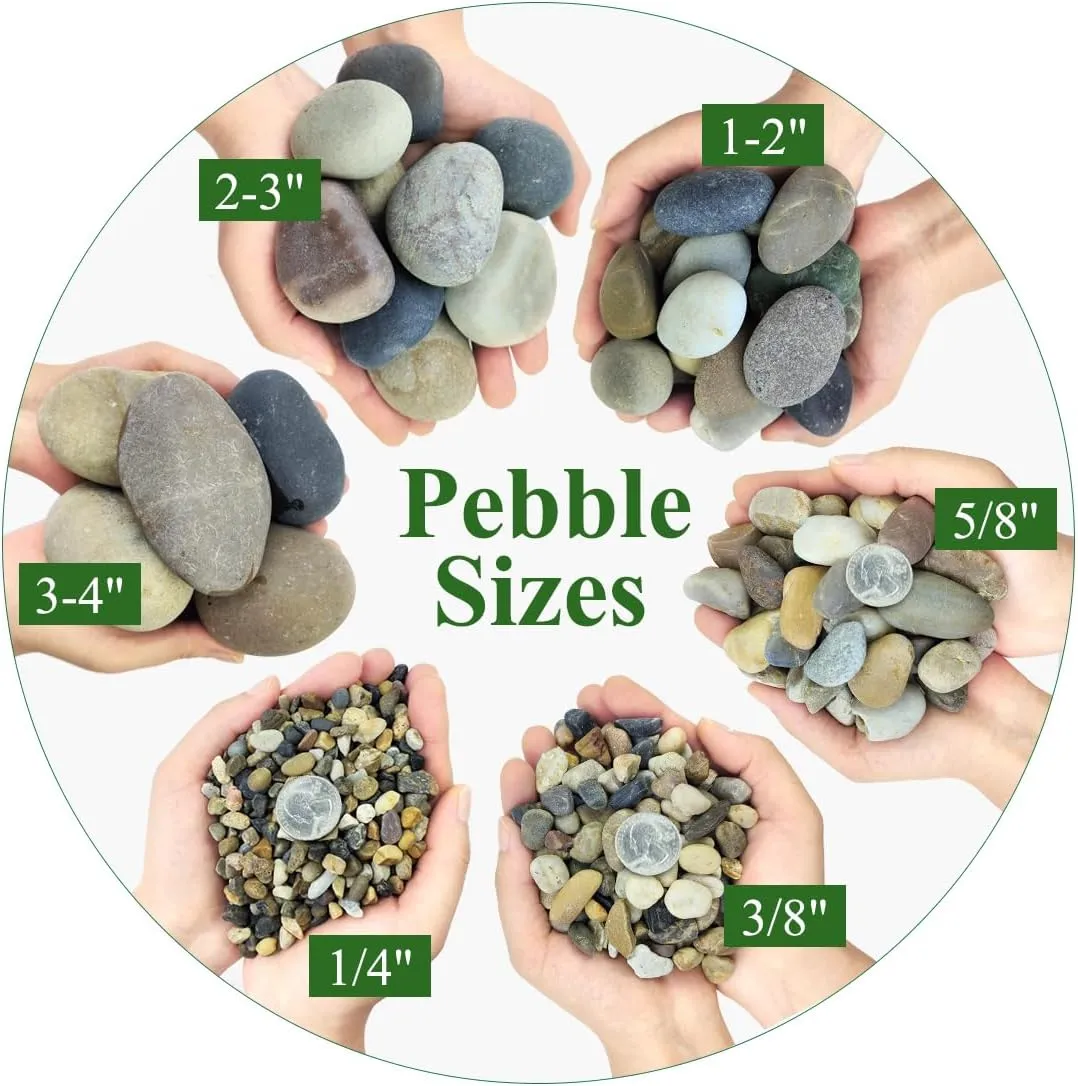 20lbs Natural River Rocks, 3"-4" Premium Pebbles for Garden and Landscape Design, Hand-Picked Smooth Stones for Fish Tank, Flower Pots, Indoor Water Fountains, Pathways, Backyard