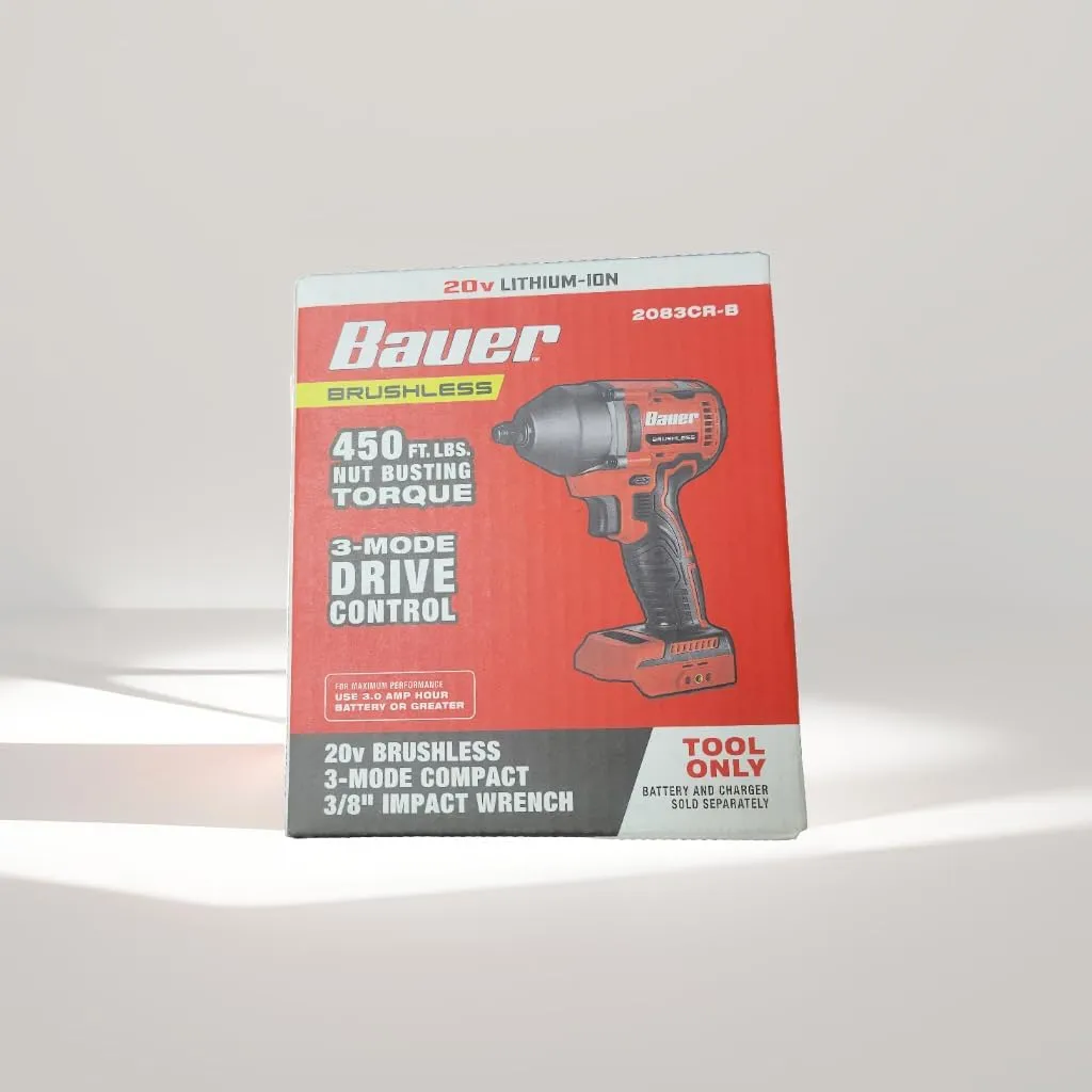 20V Brushless Cordless 3/8 in. 3-Speed Impact Wrench, Compatible with Bauer - Tool Only (Battery and Charger Sold Seperatly), Light