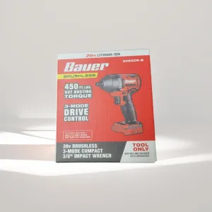20V Brushless Cordless 3/8 in. 3-Speed Impact Wrench, Compatible with Bauer - Tool Only (Battery and Charger Sold Seperatly), Light