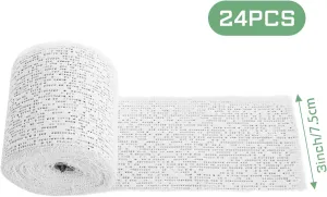24 Pack 3”x 180” Plaster Cloth Rolls Bulk (Each Roll), Plaster Gauze Bandage for Craft, Plaster Cloth Gauze Bandage for Modeling, Masks, Scenery, Belly Cast (3In x 15Ft/ 5Yd), White