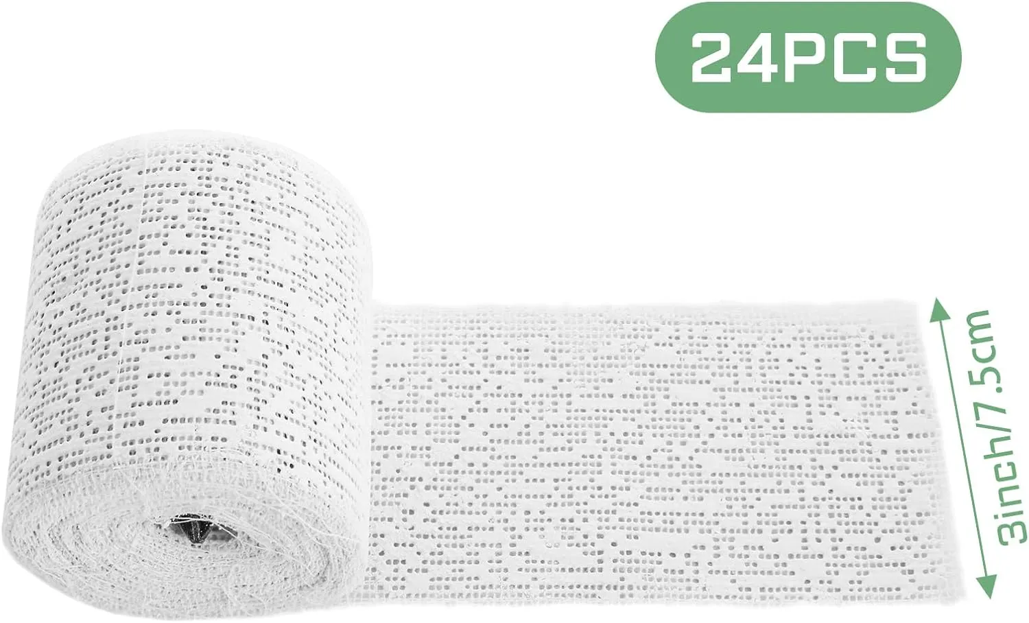 24 Pack 3”x 180” Plaster Cloth Rolls Bulk (Each Roll), Plaster Gauze Bandage for Craft, Plaster Cloth Gauze Bandage for Modeling, Masks, Scenery, Belly Cast (3In x 15Ft/ 5Yd), White