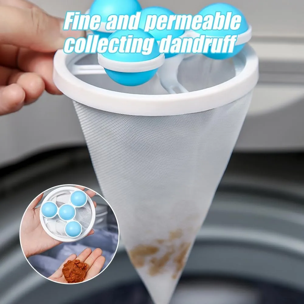 3 PCS Floating Hair Filtering Mesh Removal, Washing Machine Filter Mesh Bag Pet Hair Remover for Laundry, Lint Catcher for Washing Machine Reusable Laundry Pet Hair Catcher Bags (Pink)