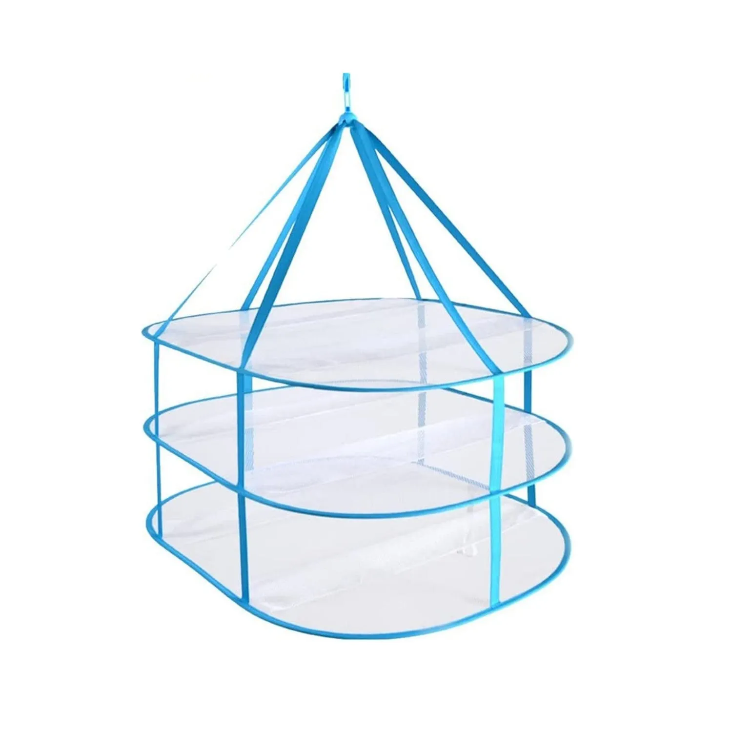 3-Tier Portable Mesh Clothes Hanging Dryer, Foldable Sweater Drying Rack, Collapsible Hanging Laundry Rack