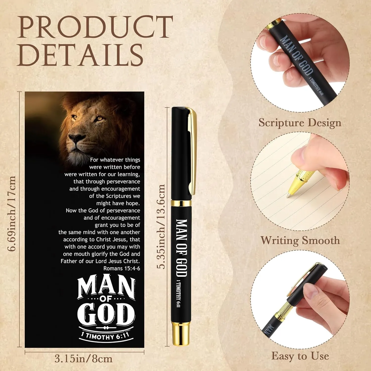 30 Sets Father's Day Bulk for Church Gifts Man of God Pens Leather Bookmarks Inspirational Christian Bible Verse Pens Religious Cards and Gift Bags for Dad Men Church Members Party Favors