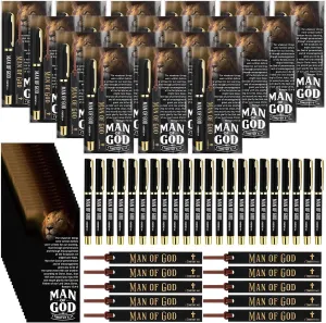 30 Sets Father's Day Bulk for Church Gifts Man of God Pens Leather Bookmarks Inspirational Christian Bible Verse Pens Religious Cards and Gift Bags for Dad Men Church Members Party Favors