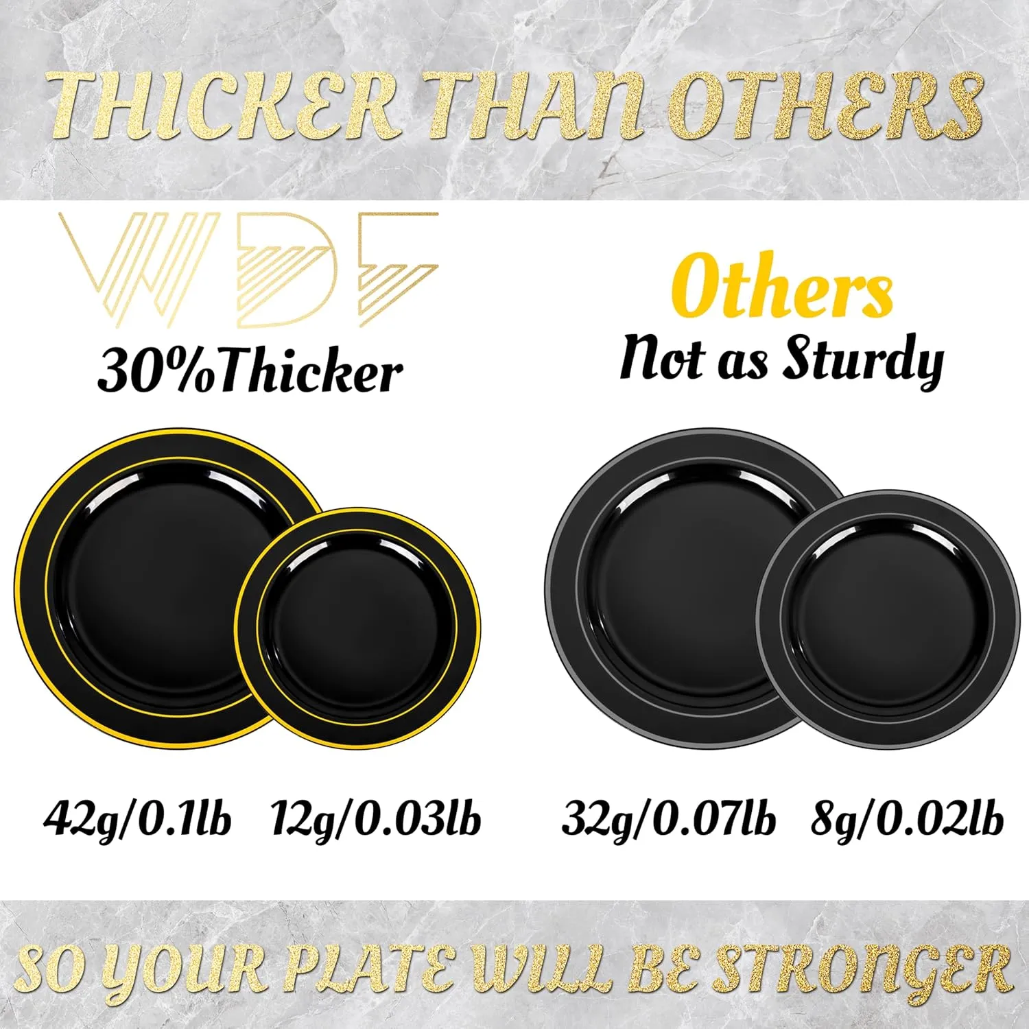 350 Pieces Black and Gold Plastic Plates with Disposable Silverware, Include 50 Dinner Plates 9”, 50 Dessert Plates 6.3”, 50 Black Cups 9 OZ, 50 Pre Rolled Napkins for new year