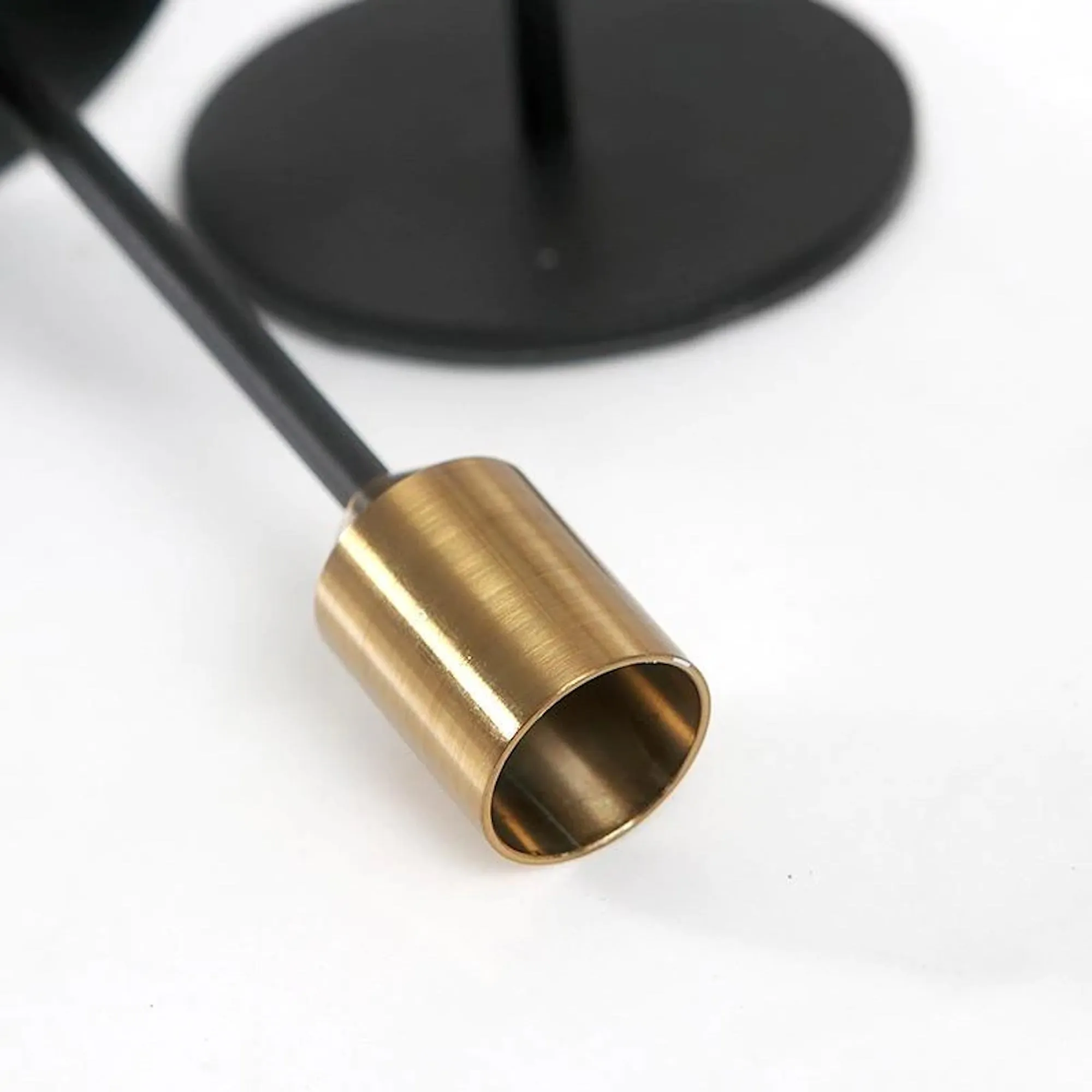 3pc Candlestick Set - Black and Brass