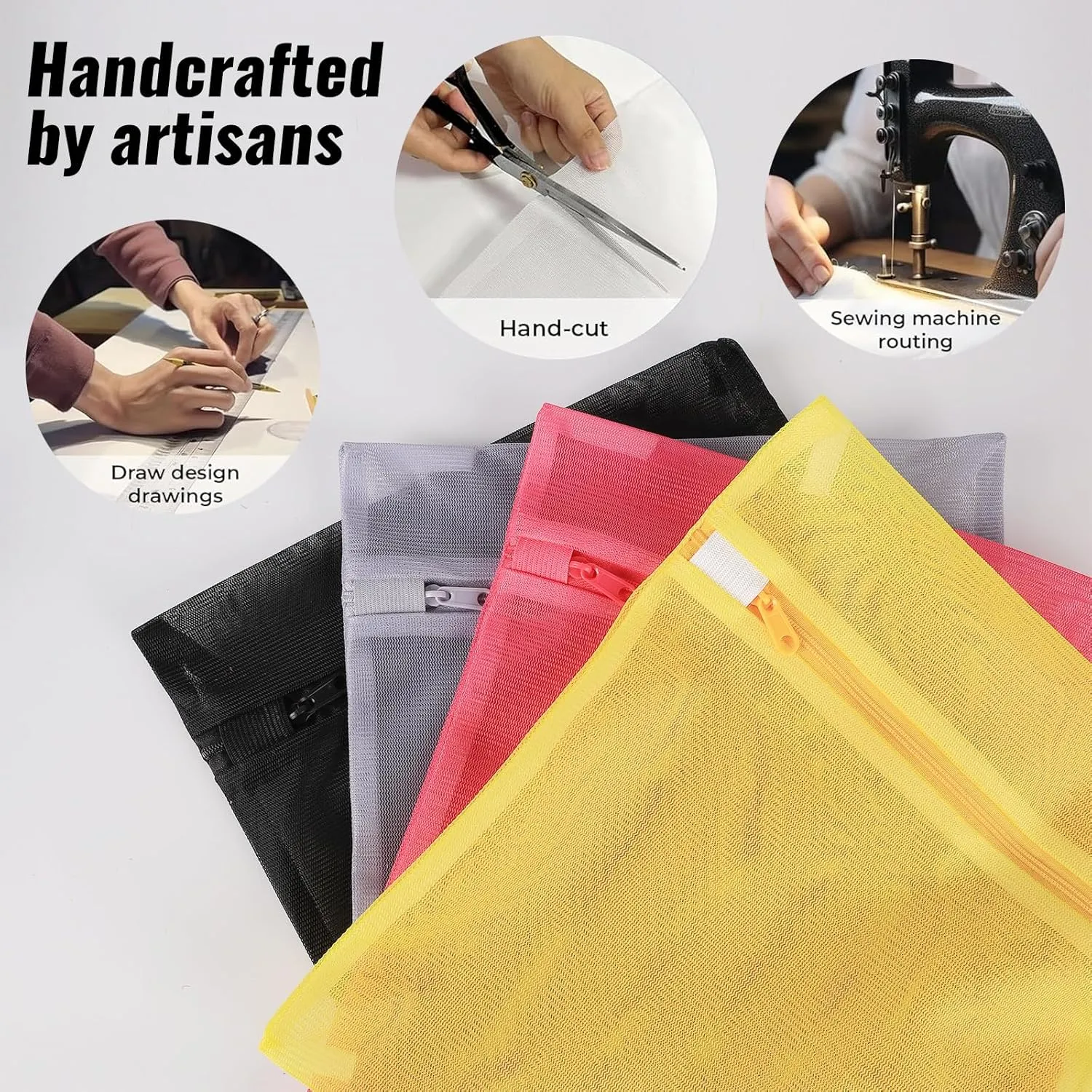 3Pcs Mesh Laundry Bags for Delicates with Premium Zipper, Travel Storage Organize Bag, Clothing Washing Bags for Laundry (YELLOW RED, 6)