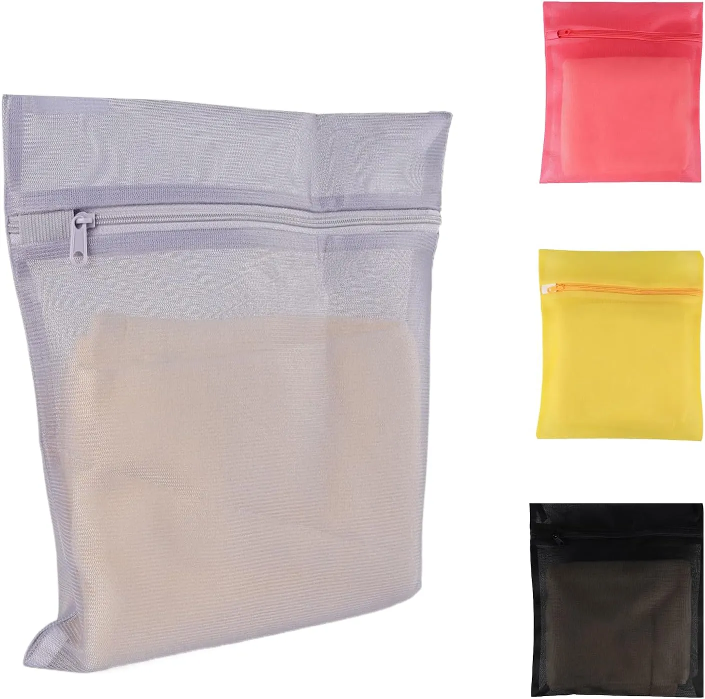 3Pcs Mesh Laundry Bags for Delicates with Premium Zipper, Travel Storage Organize Bag, Clothing Washing Bags for Laundry (YELLOW RED, 6)