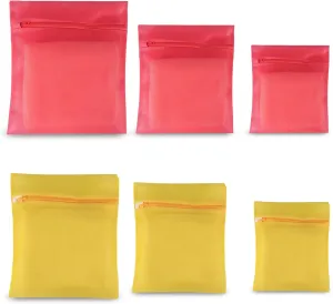 3Pcs Mesh Laundry Bags for Delicates with Premium Zipper, Travel Storage Organize Bag, Clothing Washing Bags for Laundry (YELLOW RED, 6)