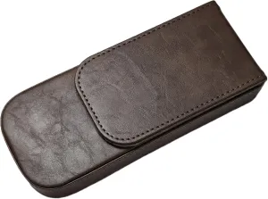 3Slots Leather Fountain Pen Case Collector Organizer - Handmade Pen Case Vintage Crazy Horse Print Leather Pen Protective Sleeve Cover Pen Storage Gift Box (Brown)