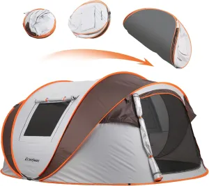 4-6 Persons White Light Orange Pop-Up Beach Tent Instant Family Camping Shelter