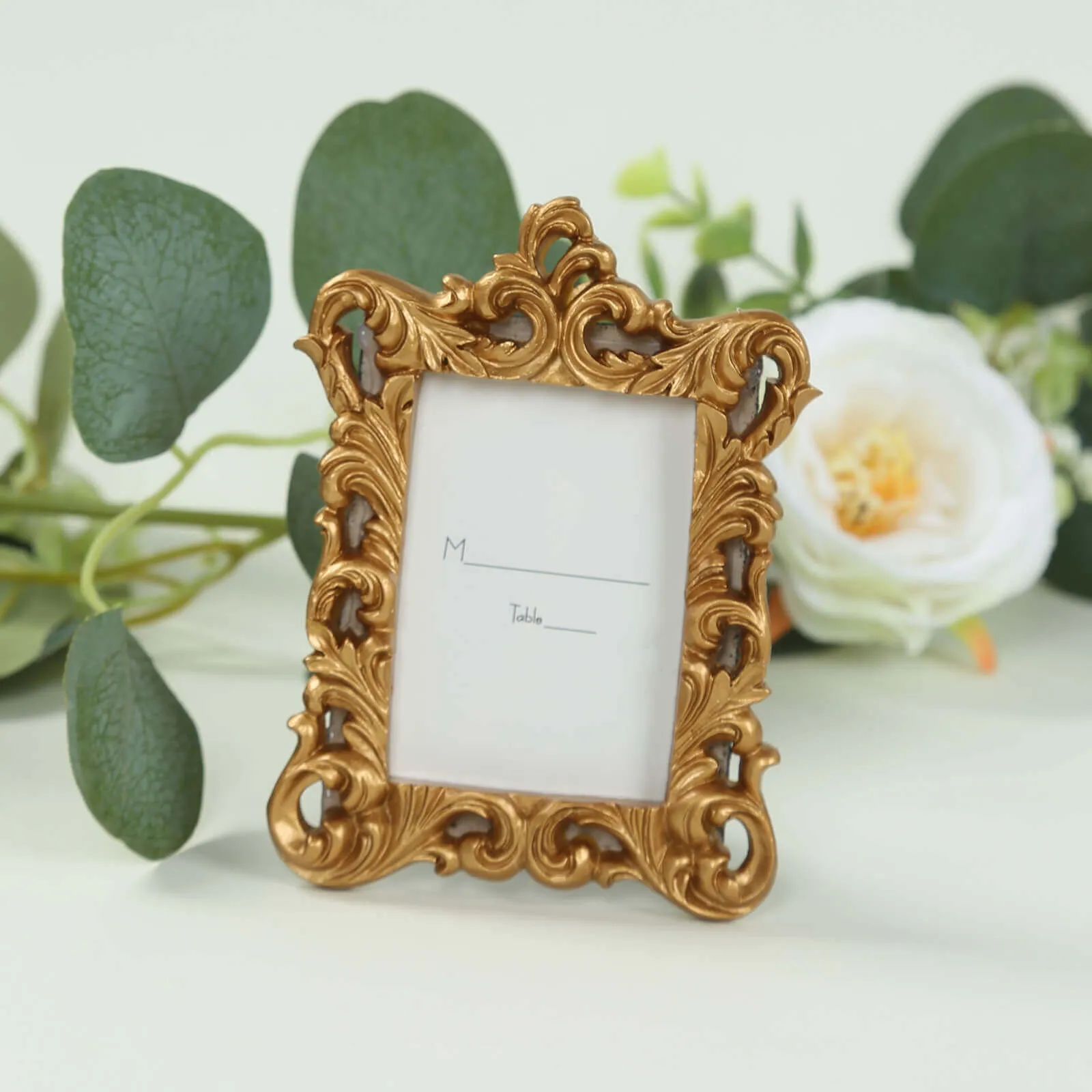 4-Pack Picture Frames Gold Resin Vintage Ornate Design Rectangle - Mini Photo Frame Wedding Place Card Holders & Party Favors 4"x3"