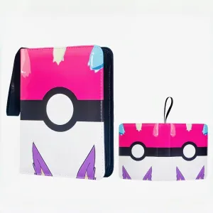 4 Pocket Trading Card Binder, Pink Card Holder Album, Cartoon Card Collection Binder Fits 400 Cards with 50 Pages Removable Sleeves For Boys Girls Adult Birthday Gifts