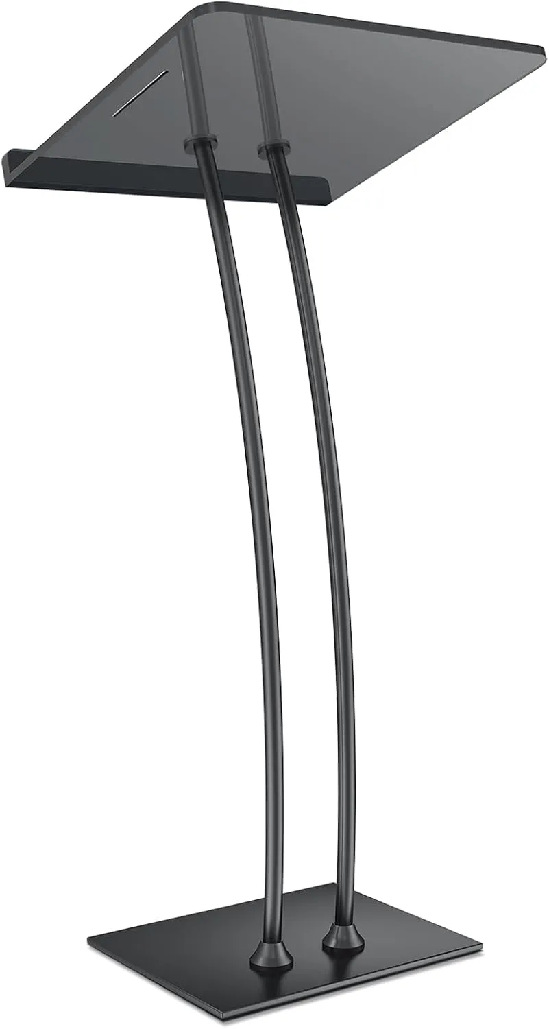 45'' Acrylic Podium Stand, Ultra Clear Iron Pulpits for Churches, Modern Lectern for Church, Conference, Speech, Classroom, 44.9''H x 23.6''L x 15.7''W (Black)