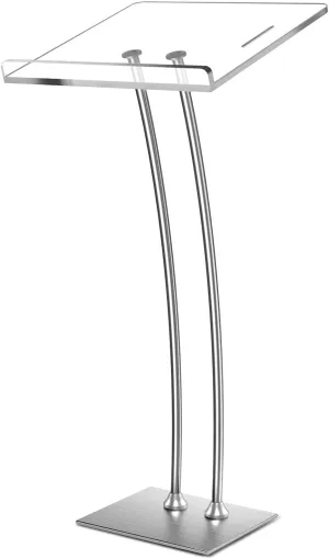 45" Acrylic Podium Stand, Ultra Clear Iron Pulpit for Churches, Modern Podium Lectern for Conferences, Speeches, Classrooms, 44.9"H x 23.6"L x 15.7"W