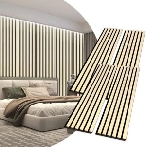 47.2"x12.2" Acoustic Wood Wall Panels, 3D Fluted Stylish Noise Control Wood Panels, Soundproofing and Decorative Slat Panel for Walls for Home, Office, Recording Studio, Conference Room (4-Pack)