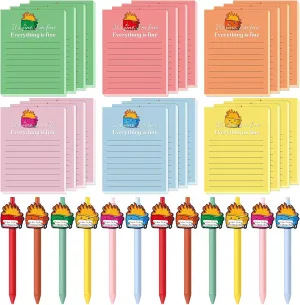 48 Pcs Dumpster Fire Sticky Notes and Pens Set, 24 Dumpster Memo Pads 24 Emotional Support Pens Employee Appreciation Gifts Supplies for Students Team Office Coworker Staff Employee Teachers