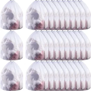 48 Pcs Fine Mesh Laundry Net with Drawstring - Heavy Duty White Mesh Bags - Machine Washable - X-Large for Delicates, College Dorm
