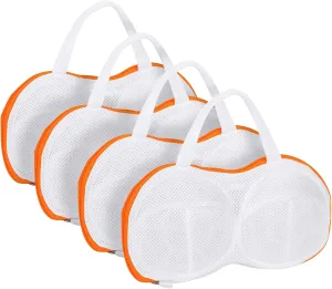 4Pcs Bra Wash Bags for Laundry Lingerie Underwear Brassiere Bag Set for Washing Machine Suitable for Women Delicates Bra Yellow(A to C Cups)