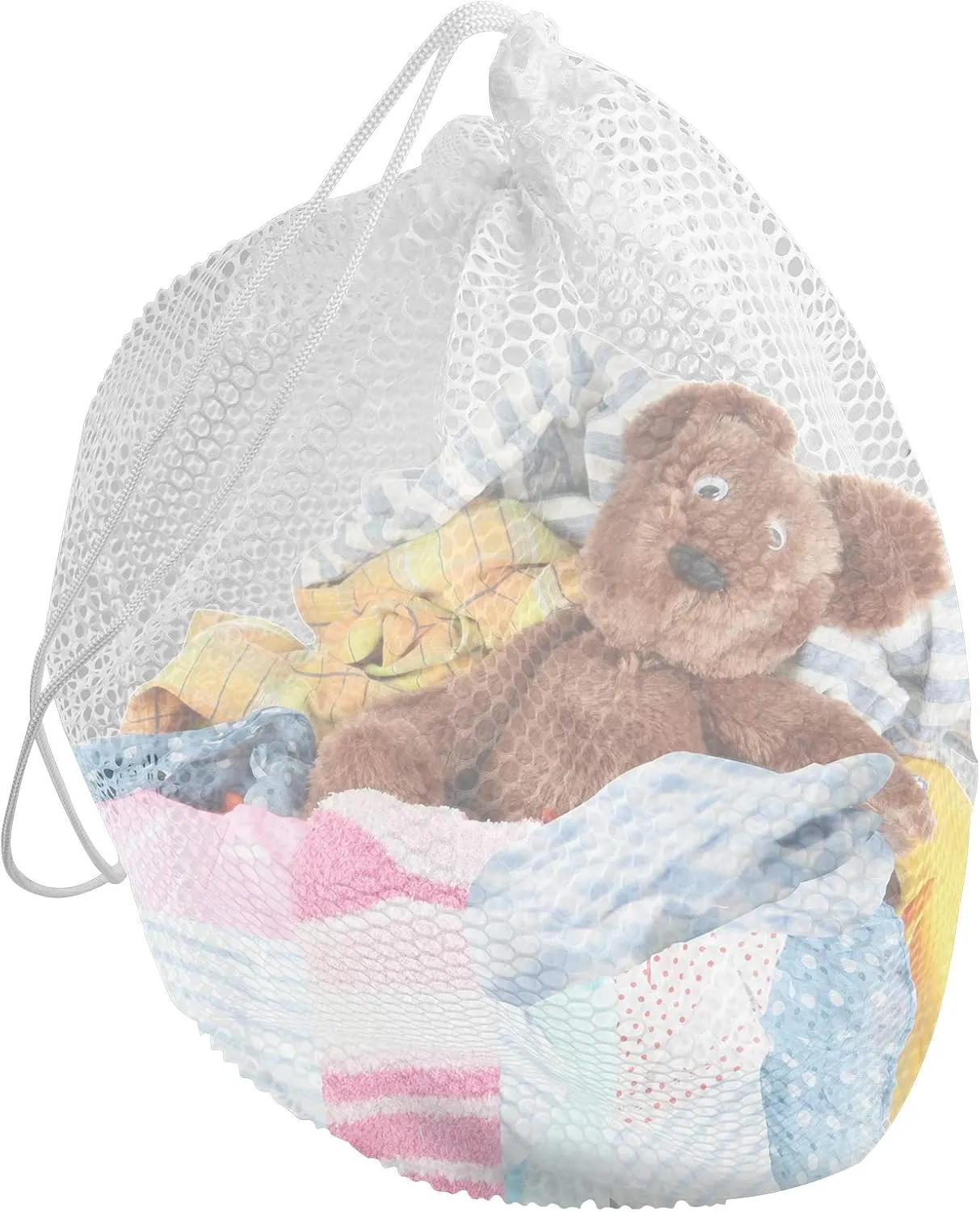 4PCS Mesh Laundry Wash Bag White Drawstring Washing Machine Bag,Large Size 20×24inch for Clothes, Beddings,Curtain,Tablecloth