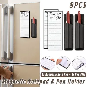 4X Magnetic Fridge Memo Pad and 4X Pen Clip Sticky Rectangular Notepad Sheet 50 Page