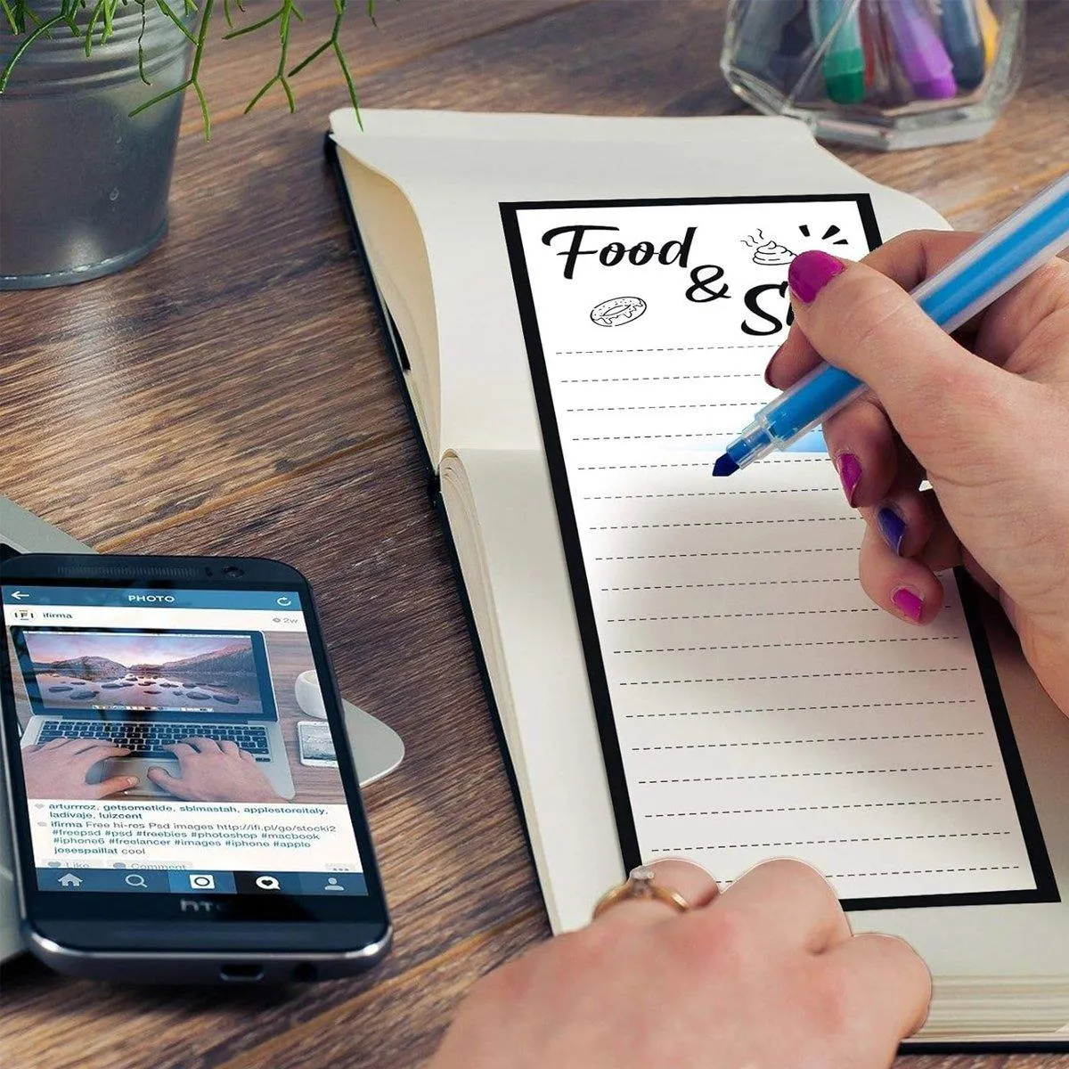 4X Magnetic Fridge Memo Pad and 4X Pen Clip Sticky Rectangular Notepad Sheet 50 Page