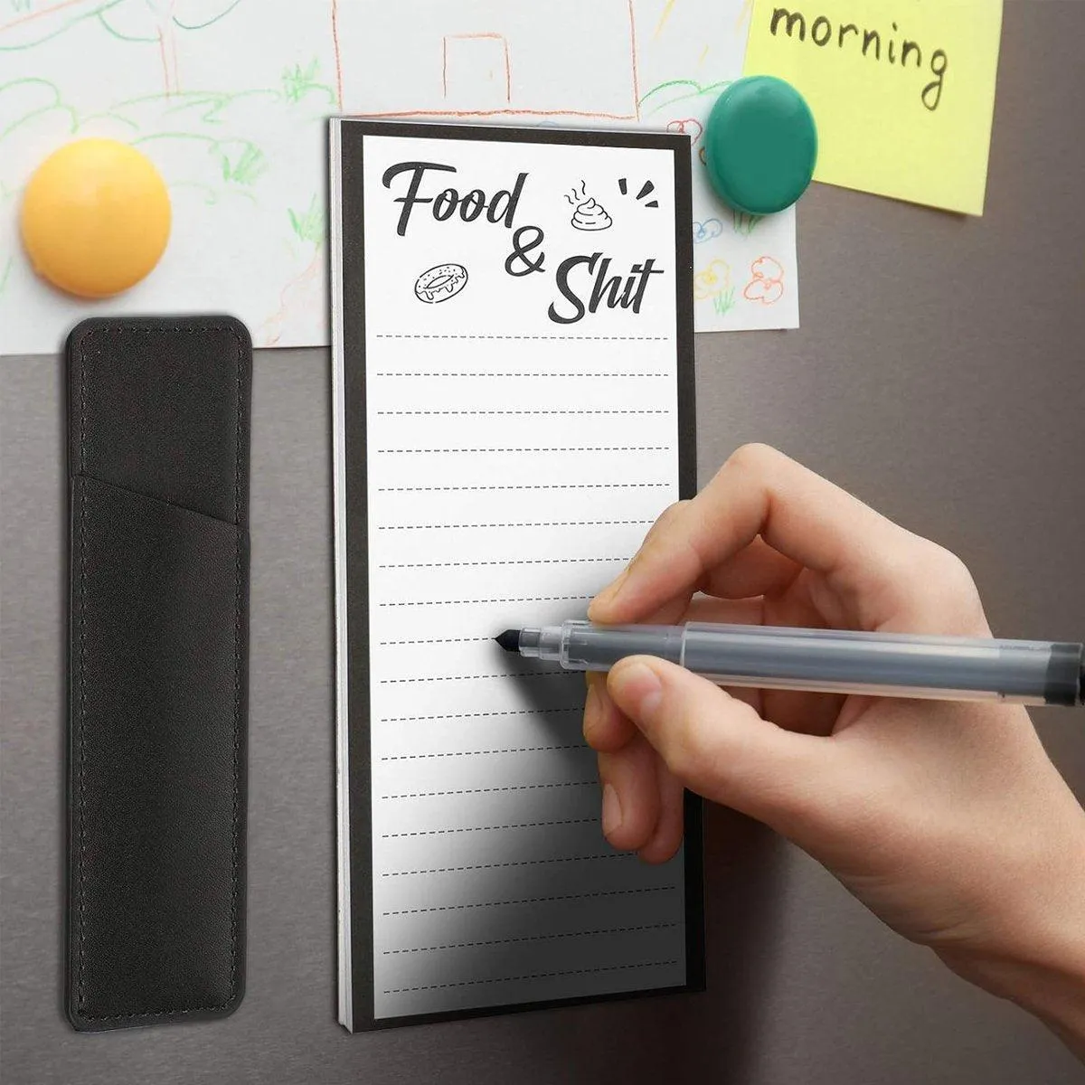 4X Magnetic Fridge Memo Pad and 4X Pen Clip Sticky Rectangular Notepad Sheet 50 Page