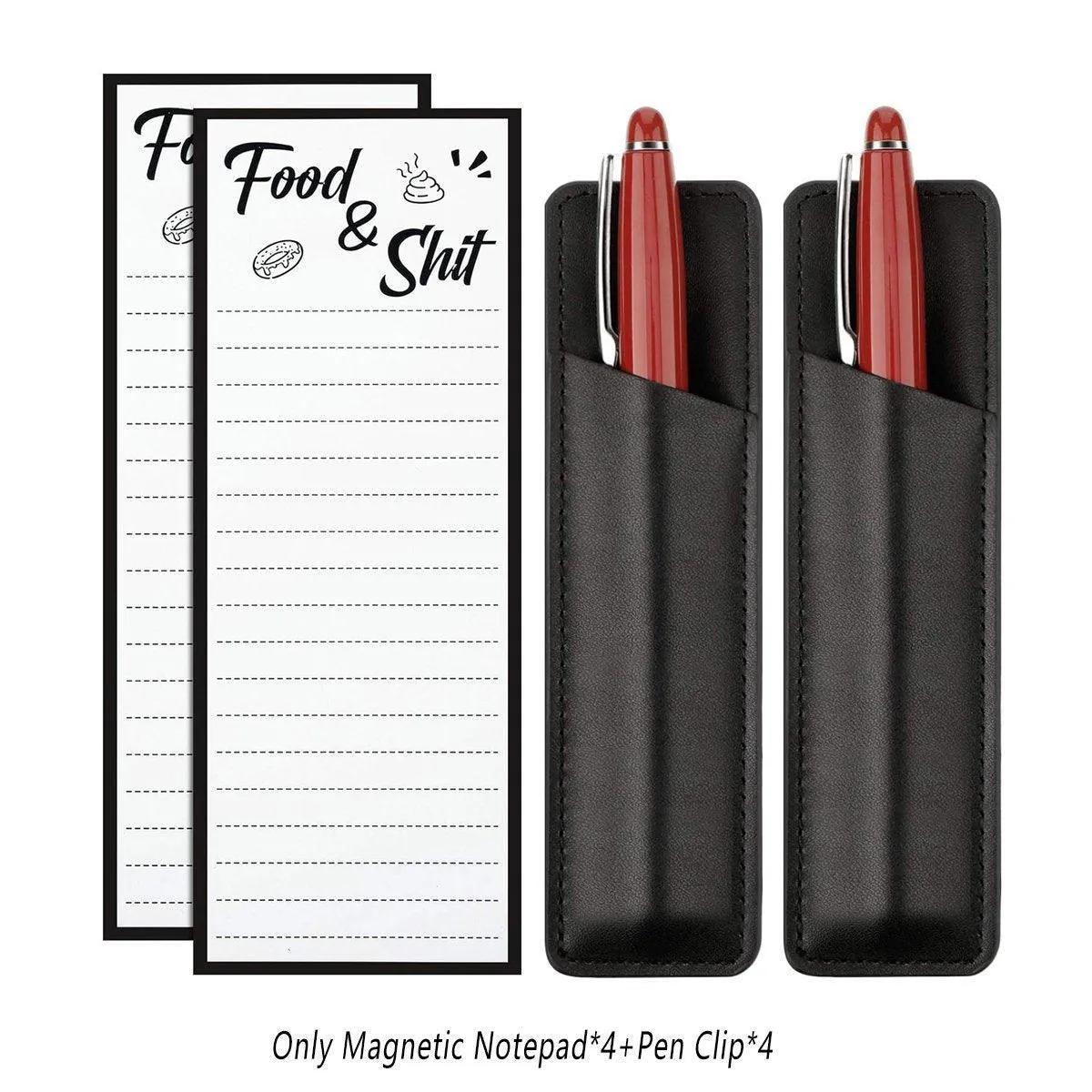 4X Magnetic Fridge Memo Pad and 4X Pen Clip Sticky Rectangular Notepad Sheet 50 Page