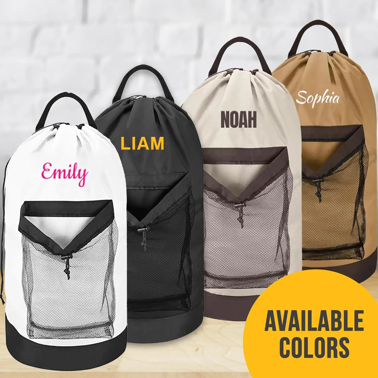 5 Pack Personalized Laundry Bag Heavy Duty Custom Graduation University XL Bag Backpack with Hanging Shoulder Strap & Mesh Pocket - Back to School College Graduation Gift - Choose Font & Thread Color