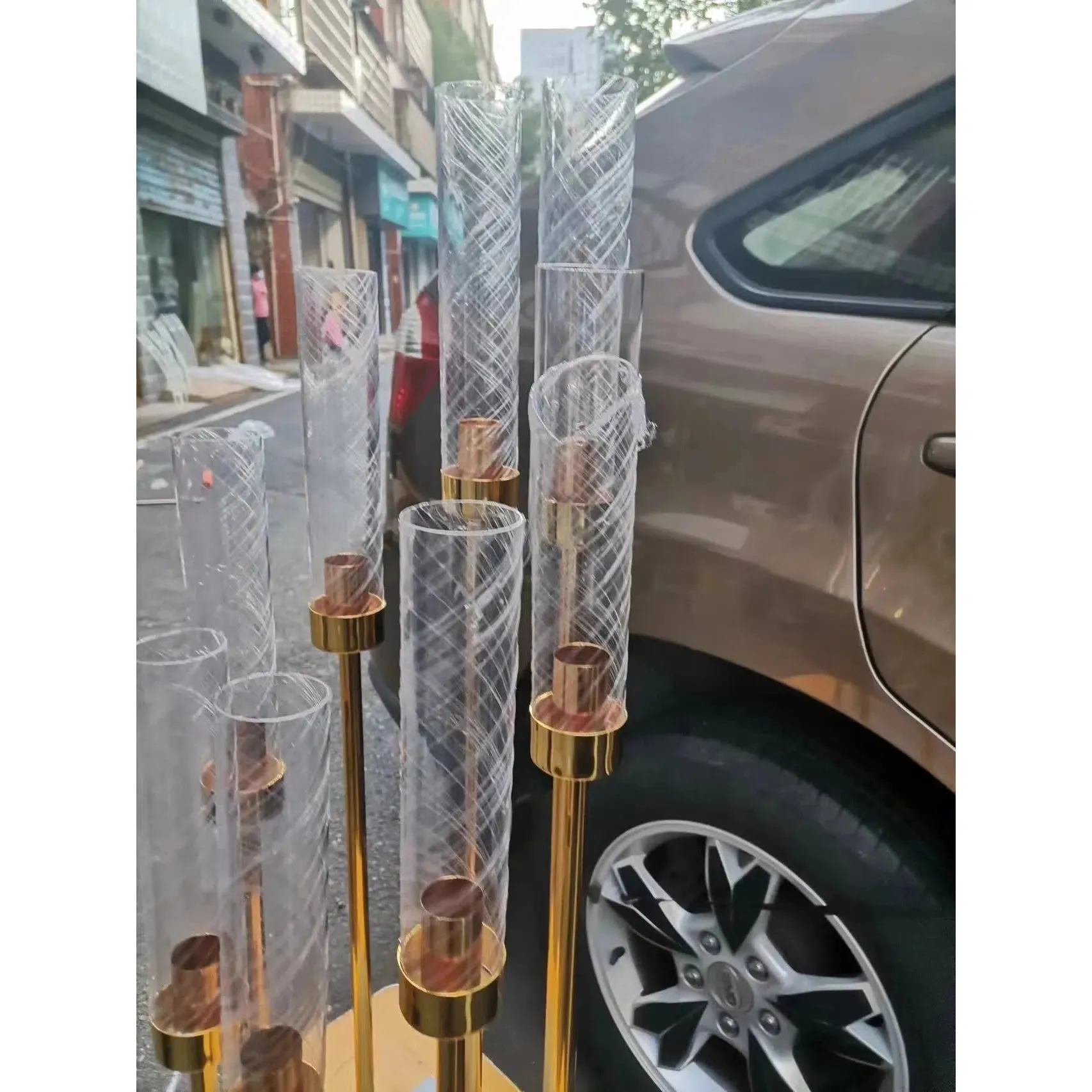 5/10PCS Metal Candle Holder Candlestick Flower Vase