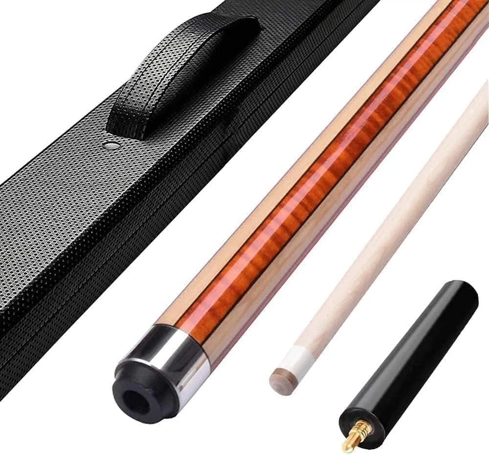 58" Handmade Maple Pool Cue Stick, 1/2 Jointed Billiard Cue, 12.75mm Leather Tip, Shock-Absorbing Grip, 18-21oz