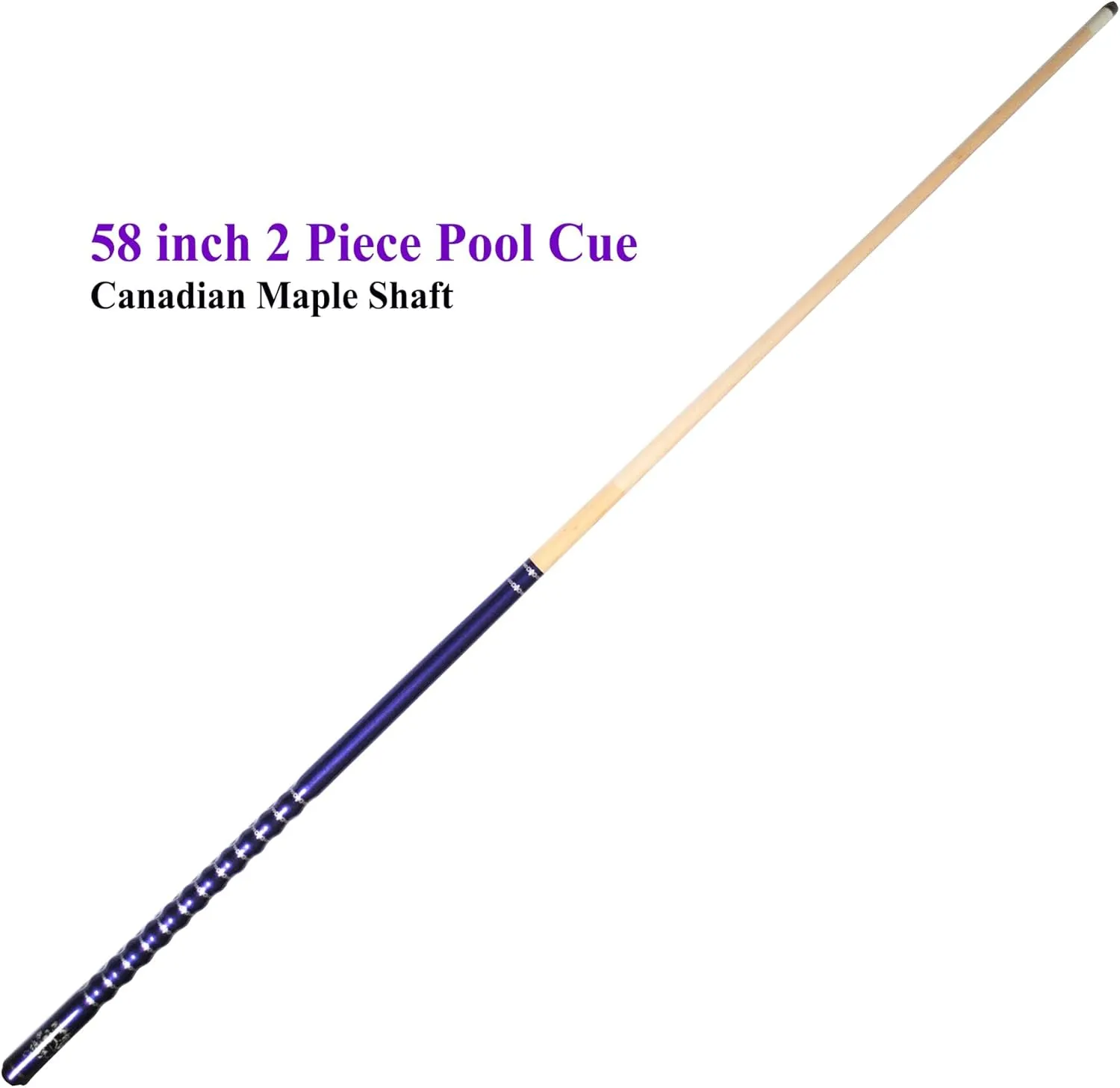 58" Pool Cue Stick,13mm 2-Piece Maple Hardwood Ergonomic Design Billiard Cues Kit,19/20/21oz