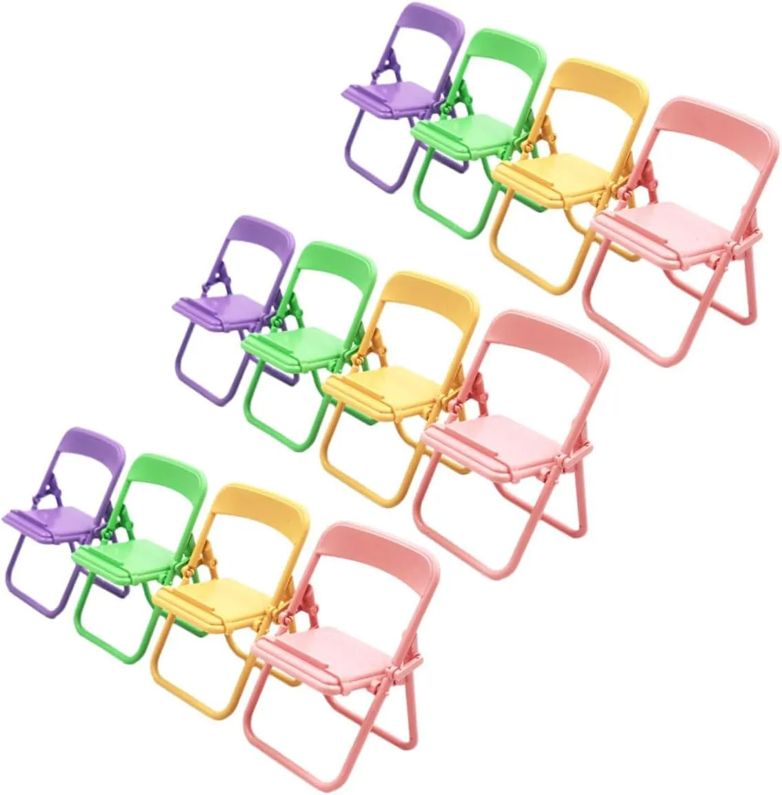 5sets Elegant Mini Chair Phone Stand Adjustable Desk Folding Phone Holder for Smartphones 12pcs*5