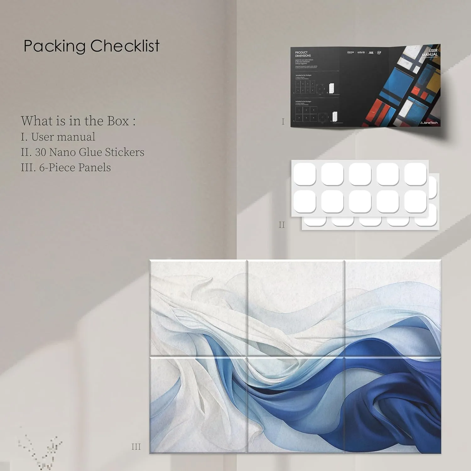 6 Pack Art Acoustic Panels 72x48 Inches Acoustical Wall Panels Decorative Sound Absorbing Panels for Studios, Offices, Theaters, Adhesive Included